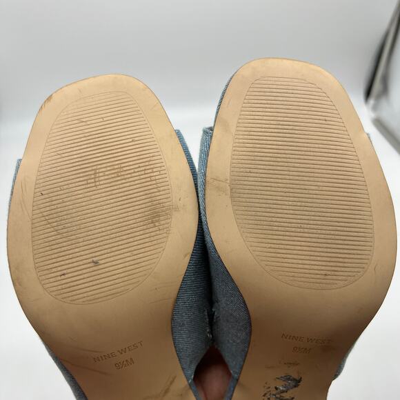 Nine West Women's Shoes Wylow Open Toe Size 9.5 Denim Blue - Picture 10 of 13